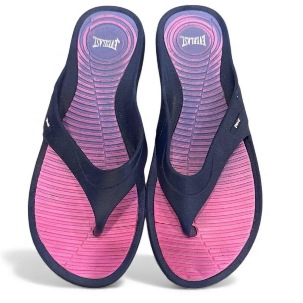 Everlast Womens Size Large 9/10‎ Flip Flops Pink Purple Blue Ombre Slip On